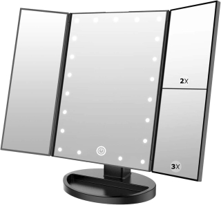 KOZMETICKÉ ZRKADLO 22 LED SKLÁPACIE x1 x2 x3 OSVETLENIE 3 FARBY